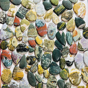 Gemas Trimurti AAA, Jaspe Oceánico Natural, Cabujón Multicolor con Patrón de Orbe, Gema Suelta para Joyería, Certificada por Terceros - Product Image 1