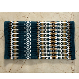 Couverture de selle en laine Western bleue, noire et marron, motif Navajo du sud-ouest, équipement équestre - Product Image 1