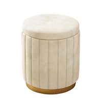 Pouf de chambre moderne de luxe au design nordique, revêtement en velours avec base métallique, best-seller, pouf contemporain en tissu