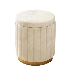 Pouf de chambre moderne de luxe au design nordique, revêtement en velours avec base métallique, best-seller, pouf contemporain en tissu - Product Image 3