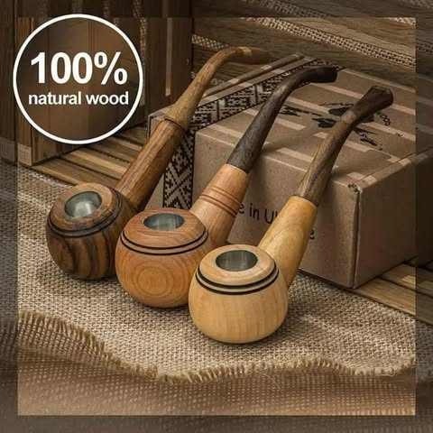 Premium Portable Wooden Bent Type Smoking Pipe Handmade Natural Solid Wood Tobacco Classic Smooth Finish Madiha Art Crafts