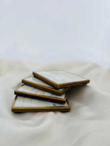 Sous-verres carrés en nacre fabriqués à la main de luxe Mosaïque élégante pour salle à manger haut de gamme et décoration intérieure Tapis et tampons de style table - Product Image 3