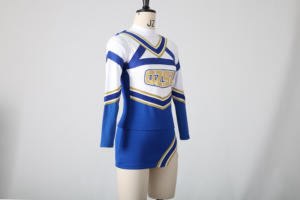 Ensemble d'uniformes de cheerleading personnalisés pour femmes, haut à manches longues, jupe, uniforme d'équipe sportive, spandex/polyester 300g OEM - Product Image 4