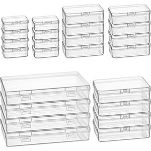 Set di 24 Contenitori in Plastica Trasparente di Varie Dimensioni, Organizzatori Rettangolari Vuoti con Coperchi a Cerniera per Piccoli Oggetti - Product Image 1