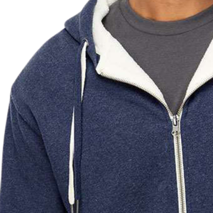 Navy Unisex Heavyweight Sherpa <b>Lined</b> Full Zip Hoodie Warm <b>Fleece</b> Hooded Sweatshirt Winter Casual Outdoor <b>Jacket</b> Custom Logo - Product Image 6