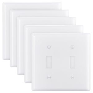 Unbreakable Polycarb Toggle Light <b>Switch</b> Wall <b>Plates</b> 2-Gang Electrical Outlet Covers Standard Size 4.61in L X 4.53in H - Product Image 1
