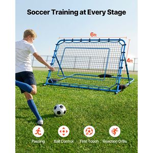 Rete Rimbalzante Portatile per Calcio con Controllo Angolare Rapido, Telaio in Ferro Resistente, Rete in PE per Allenamento di Calcio e Passaggi - Product Image 2