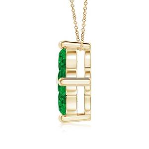 จี้สร้อยคอรูปโคลเวอร์ประดับมรกตธรรมชาติทรงกลมคลาสสิกทอง 14K ขายส่งแบบฝังเพชร 4 เม็ด - Product Image 4