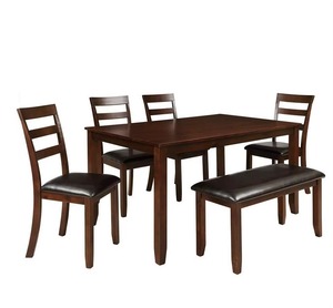 Juego de Comedor de Madera Maciza Tallada de Lujo, 4 Sillas y Banco, Duradero, Fácil de Limpiar, de Alta Calidad, para Restaurantes Comerciales - Product Image 5