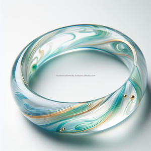 กำไลข้อมือเรซินทางปราณีตทำจากเรซินน้ำหนักเบาประดับเพชรแบบชาติพันธุ์ที่ซับซ้อนเครื่องประดับหินหลักสไตล์วินเทจศาสนากำไลชั้นดี - Product Image 2