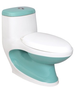 Inodoro de Cerámica Blanco de Diseño Moderno, de Una Pieza, con Sifón, Montado en el Suelo, con Tapa de Asiento de PP, Sanitarios - Product Image 1