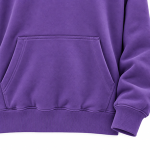 <b>Purple</b> <b>Hoodie</b> Unisex Raglan Sleeve Pullover Sweatshirt Solid Casual Top with Kangaroo Pocket - Product Image 3