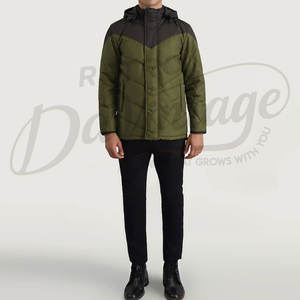 Chaqueta de invierno para hombre de dos tonos, con capucha, estilo parka, informal, cálida, acolchada, cortavientos, para uso en exteriores. - Product Image 3