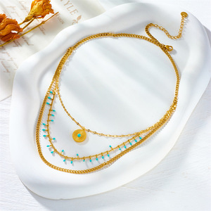 Vintage High-End Ethnic Style Multi-Layer Turquoise Pendant European American Fashion Metal Precision <b>Necklace</b> China Wenchi - Product Image 3