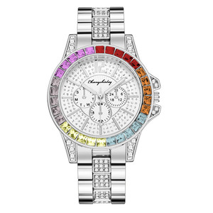 นาฬิกาข้อมือผู้หญิงสีสันสดใส ดีไซน์หรูหรา ประดับเพชร รุ่น 6030 - Product Image 4