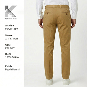 กางเกงชิโน่ชายโคฮิโนอร์ มิลส์ ผ้าฝ้าย 100% 225GSM 3/1 S Twill ทรงตรง สไตล์สมาร์ทแคชชวล - Product Image 2