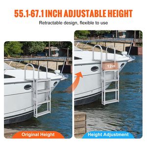 Scaletta Retrattile in Lega di Alluminio per Pontone, 4 Gradini con Capacità di Carico di 350 Libbre, 55.1FT 67.1FT Regolabile per Uso Marino - Product Image 3