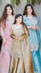 NUEVO LANZAMIENTO PARA LA FIESTA DEL EID: Conjunto de 3 Piezas de Top Moderno, Pantalón Palazzo y Dupatta para Mujer, Listo para Fiestas, Mangas Largas, Tela Brillante - Product Image 6