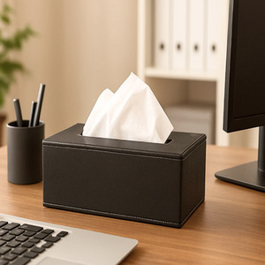 Boîte à mouchoirs en cuir de haute qualité, distributeur de serviettes, boîte à papier pour hôtel, boîte à mouchoirs en cuir pour voiture, cadeau d'ouverture, vente en gros - Product Image 2