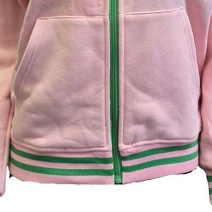 Women Pink <b>Zip</b> Up Hoodie Chenille Letter Graphic Casual Sweatshirt Jacket Long Sleeve Fashion Daily Wear Comfortable Stylish - Product Image 2