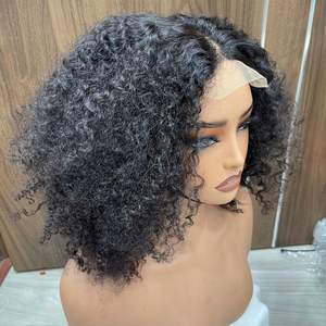 Pelucas negras al por mayor de cabello humano birmano rizado con encaje frontal HD, sin caída ni enredos - Product Image 2