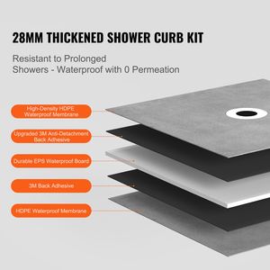 Kit Piatto Doccia 60x48 con Flangia in PVC da 2 Pollici, Membrana Impermeabile e Griglia in Acciaio Inossidabile di Shower Curb Kit - Product Image 2