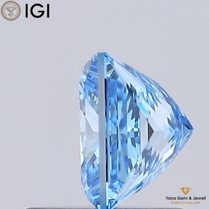 Bague de mariage en diamant cultivé en laboratoire CVD, taille PRINCESS, 1,00 carat, couleur bleu vif fantaisie, clarté VVS2, certifiée IGI - Product Image 5