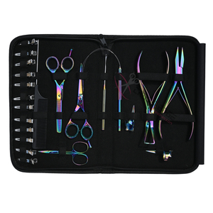Rainbow Hair Extension tools Set Iridescent Bead Crimper & Removal plier Barber Shears Thinning Scissor & Sectioning <b>Clips</b> - Product Image 1