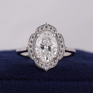 Anillo de compromiso con diamante ovalado de 2.0 ct cultivado en laboratorio, anillo vintage de oro blanco de 14K, anillo de compromiso con corte ovalado para ella, joyería de anillo de oro. - Product Image 1