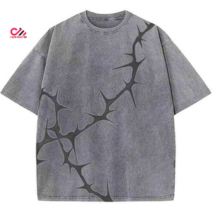 Camisetas Vintage para Hombre con Efecto Desgastado y Lavado Ácido, 100% Algodón, Estilo Oversize, Streetwear, Tejido Jersey Grueso, Tallas Grandes, OEM - Product Image 5