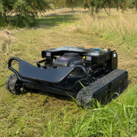 Tondeuse à gazon télécommandée à essence 900 mm avec lames doubles et chenilles en caoutchouc pour grandes propriétés et entretien des pentes