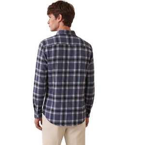 Camisa de Franela a Cuadros Azul Marino Personalizada para Hombre, Manga Larga, con Botones, Estilo Casual, Tela Suave Cepillada, Ropa de Calle para Exteriores - Product Image 2