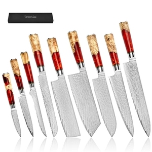 Ensemble de 9 couteaux de chef multifonctionnels en acier inoxydable écologique, vente chaude, couteaux de cuisine professionnels avec manche en bois de haute qualité - Product Image 3