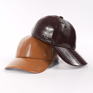 Factory Custom Logo Design High Quality Solid <b>Plain</b> Blank 6 Panel PU Leather Hat Baseball <b>Cap</b> - Product Image 1