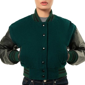 Custom <b>Winter</b> Luxury Women's Cropped College Jacket Chenille Embroidery Letterman Wool <b>Quilted</b> Cotton Varsity Stylish Breathable - Product Image 1