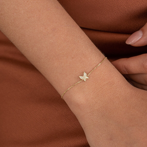 Pulsera de Mariposa con Diamantes de Laboratorio VB-21SR en Oro Amarillo de 10K y 14K, Cadena de Eslabones de Plata 925, Pulseras con Dijes para Mujer, Joyería Fina - Product Image 5