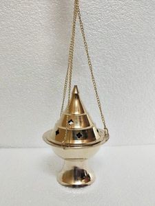 Hanging Brass <b>Incense</b> Burner Floral Carvings Hand-Made Eco-Friendly Indian <b>Incense</b> for Religious Use Chinese Style Aromatherapy - Product Image 4
