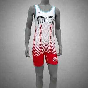 Wrestling Singlet Blue One-Piece Fitted Spandex Polyester <b>Boys</b> Children Martial Arts Wear Sublimation Print - Product Image 1