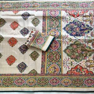 Sari en soie pure VASTRA COTTAGE Pure Softy avec tissage Zari sur toute la surface, imprimé numérique style pashmina, avec pièce de blouse - Product Image 2