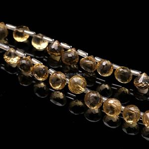 Cuentas de cuarzo limón natural facetadas en forma de cebolla, cuentas sueltas en forma de lágrima de 7-9 mm para la fabricación de joyería, venta al por mayor. - Product Image 6