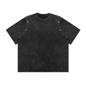 เสื้อยืดสตรีทแวร์ทรงโอเวอร์ไซส์ ผ้าฝ้าย 100% ล้างสีแบบวินเทจ ขายส่ง รับผลิตแบรนด์ส่วนตัว (OEM) - Product Image 1
