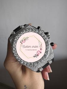 Montre analogique demi-sertie de diamants Moissanite, faite à la main, qualité supérieure, automatique, bracelet en caoutchouc avec boîtier en acier inoxydable pour homme - Product Image 4