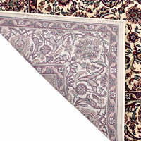 Ivory Burgundy Modern Floral Wool Rug Ornamental Bordered Eco-Friendly Non-Slip Hand Tufted Medium Pile Living Room