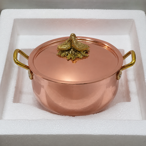 Handcrafted Pure Copper Cooking <b>Pot</b> with Lid Brass Bird Knob Handles Luxury Kitchen Cookware Casserole Serving <b>Pot</b> Wholesale - Product Image 2
