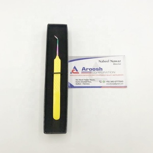 Pince à cils professionnelle de haute qualité en acier inoxydable avec logo personnalisé, à pointe diamantée, 45 degrés, multi-pointes, couleur jaune - Product Image 2