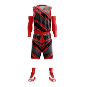 Ensemble de tenue de basketball respirant en polyester à rayures diagonales, confortable et rafraîchissant, pour l'entraînement des jeunes ligues - Product Image 1