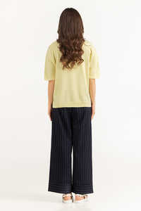 T-shirts confortables pour femmes, vente directe d'usine, best-seller, style minimaliste, jaune, manches courtes, tricot, coupe décontractée, streetwear Gen Z - Product Image 2