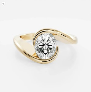Anillo de Moissanita con Corte Ovalado, Plata de Ley 925, Chapado en Oro Amarillo, Anillo de Compromiso, Promesa, Boda, Aniversario, Regalo para Ella - Product Image 1