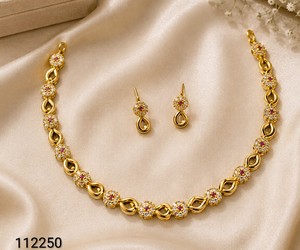 Elegant Gold Plated Hollow Disc Chain Necklace <b>Set</b> Flower CZ Stud Earrings Minimalist Daily Party Wear Fashion Jewelry - Product Image 1