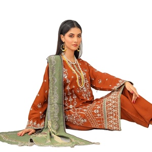 Colección de viscosa paquistaní-Vestido de fiesta Hermoso y elegante Casual Pakistán e indio Vestido de Panjabi de césped de 3 piezas para mujer - Product Image 1